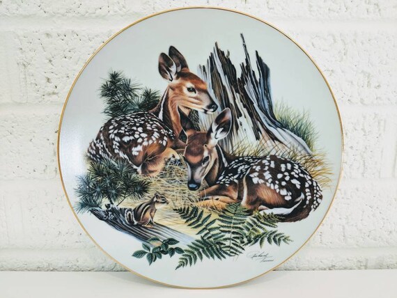 Nature's Heritage Vintage Collector's Plate | White-tailed Fawns