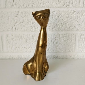 Mid Century Modern Vintage Brass Cat Figurine