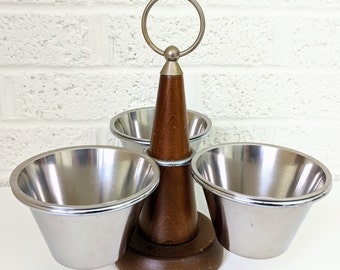 Rostfritt Stal Mid Century Condiment Caddy or Snack Spinner Lazy Susan | Stainless Steel