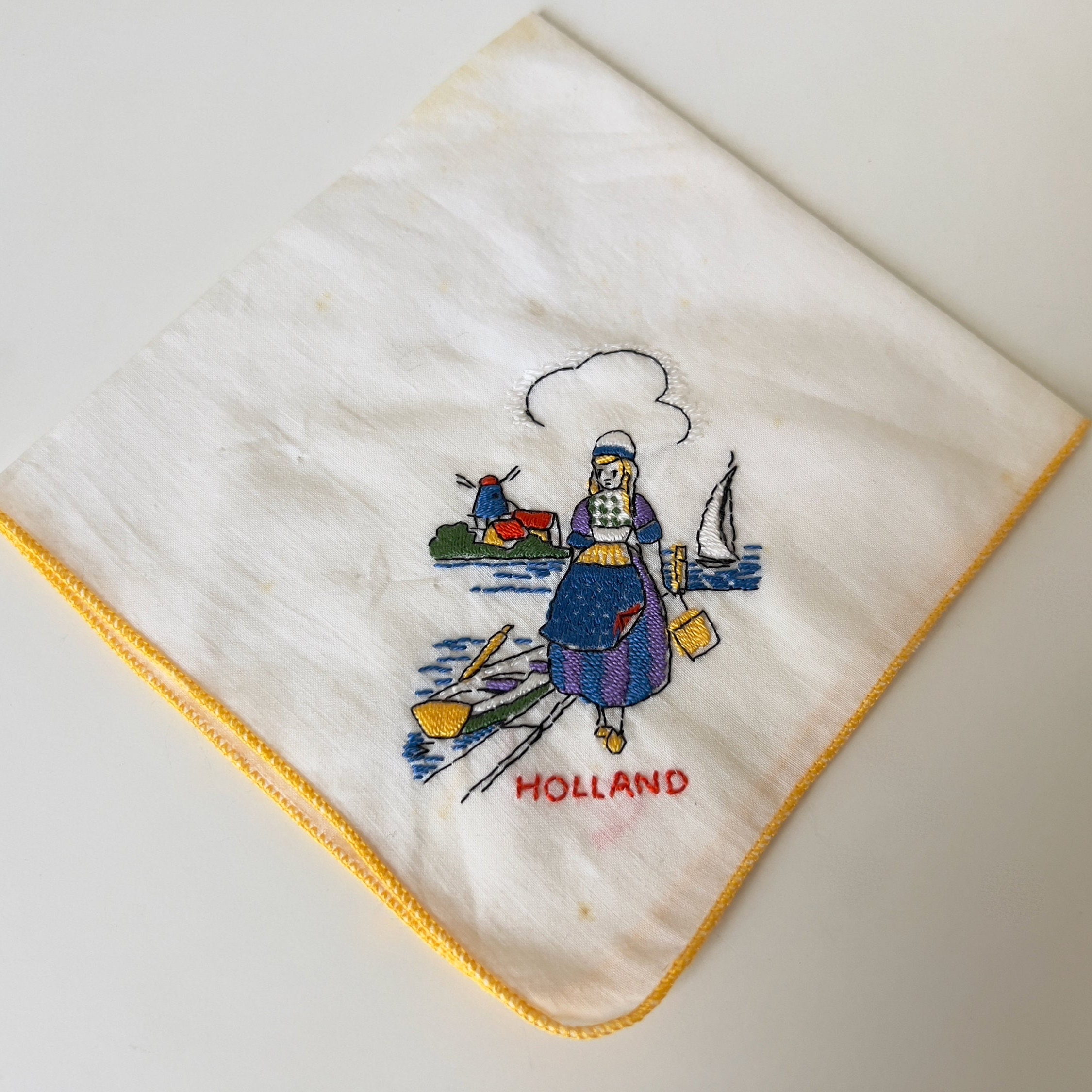 Vintage Embroidered Handkerchief | Holland | Souvenir - Etsy