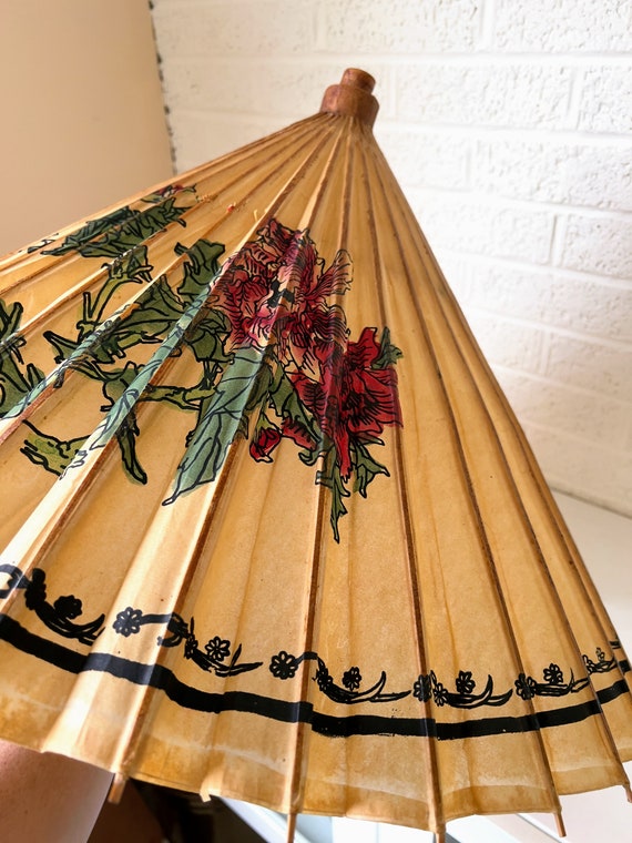 Vintage Asian Umbrella Parasol | Paper Parasol | … - image 5