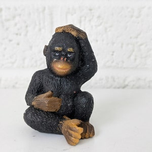 Vintage Resin Chimp Figurine | Miniature Chimpanzee Figurine