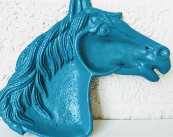 Vintage Painted Cast Iron Horse Head Trinket Dish
