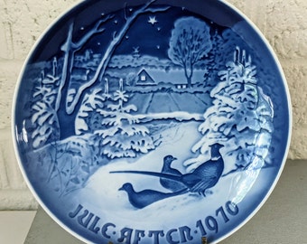 Vintage Royal Copenhagen 1970 Christmas Plate | Pheasants in the Snow at Christmas | Bing and Gröhndahl, B&G