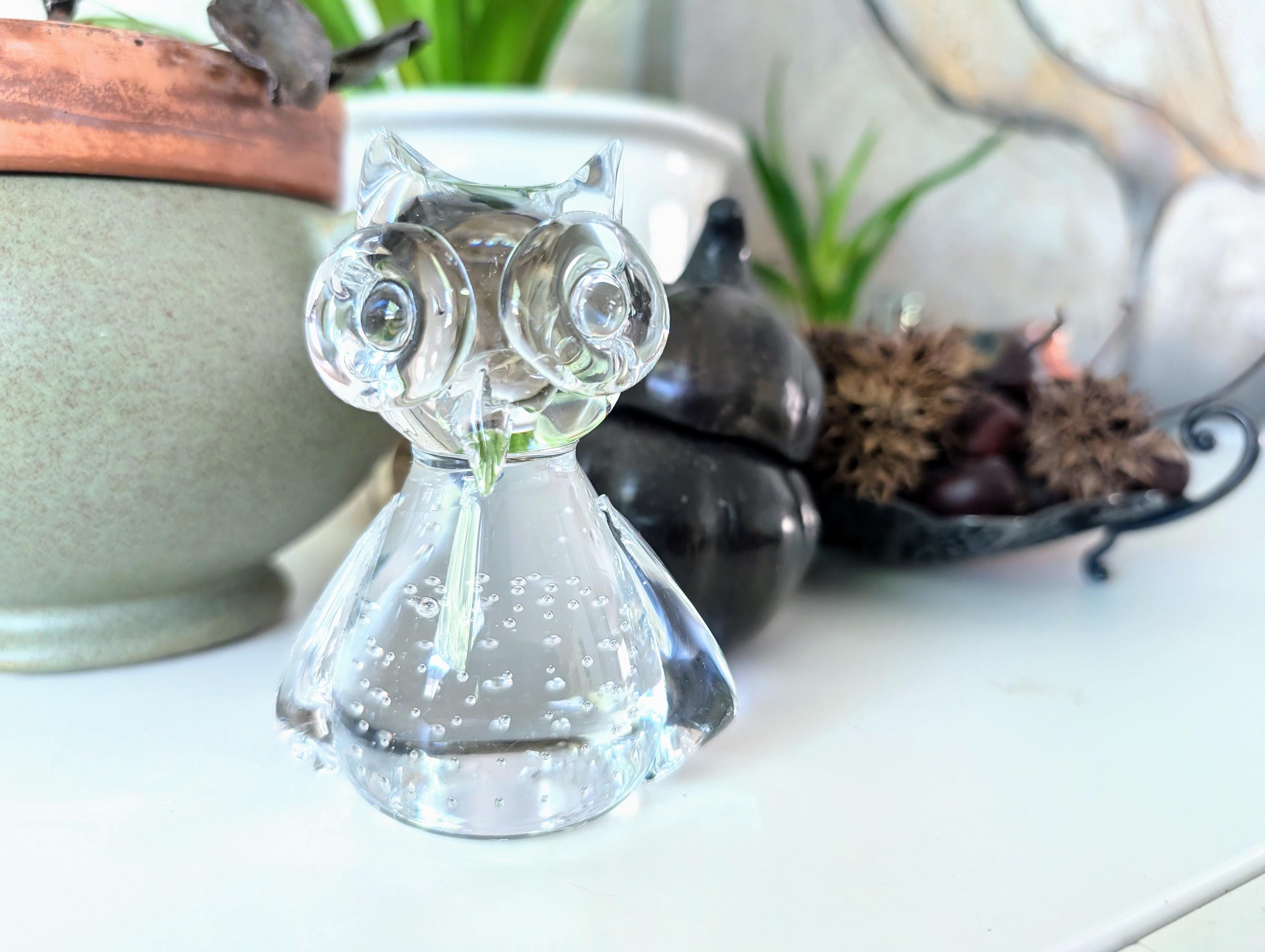 ヴィンテージの吹きガラスのフクロウの置物 - Etsy 日本