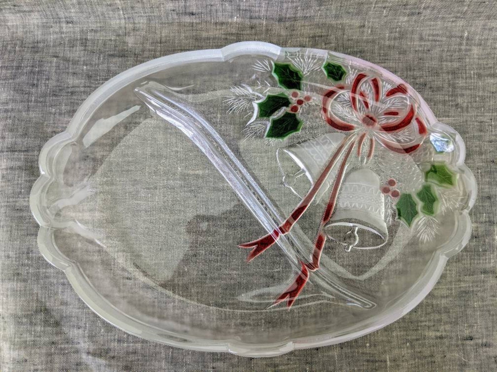 Vintage Mikasa Divided Christmas Platter Pressed Glass Etsy