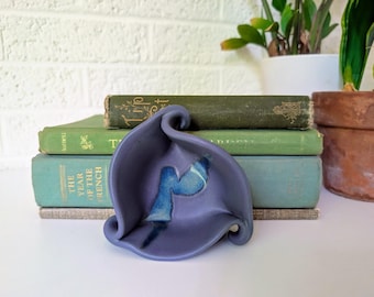 Small Vintage Hilborn Pottery Bowl | Triangular Purple and Blue Flow