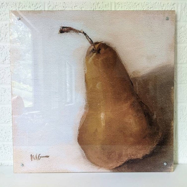 Vintage Plexiglass Print of Mary Gregory's Golden Pear
