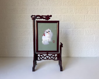Vintage Chinese Silk Screen Double Sided Embroidery Cat Spinner Heterochromia - Etsy Vintage Chinese Silk Screen Double Sided Embroidery Cat Spinner Heterochromia - Etsy