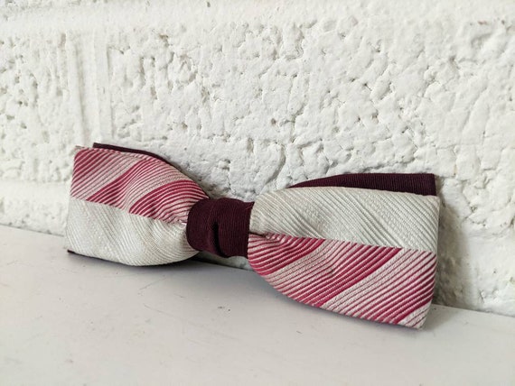 Vintage Ormond NYC Clip On Bow Tie | Maroon and W… - image 7