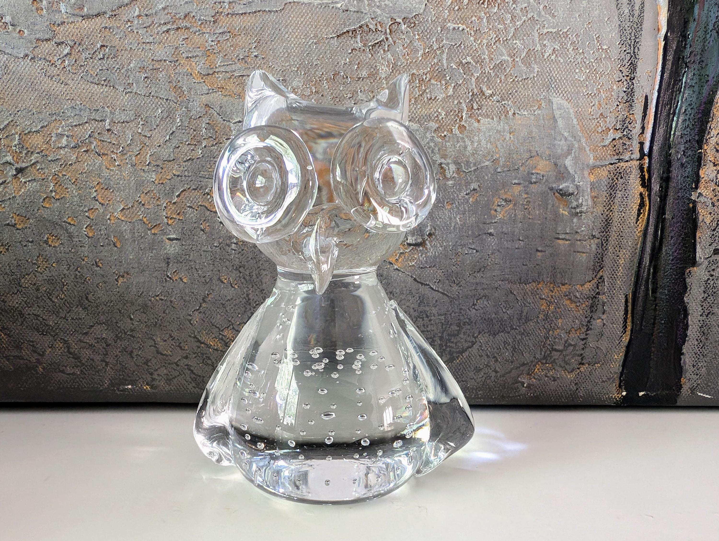 ヴィンテージの吹きガラスのフクロウの置物 - Etsy 日本