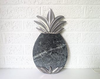 Vintage Godinger Silver Plate Granite Pineapple Cutting Board or Trivet
