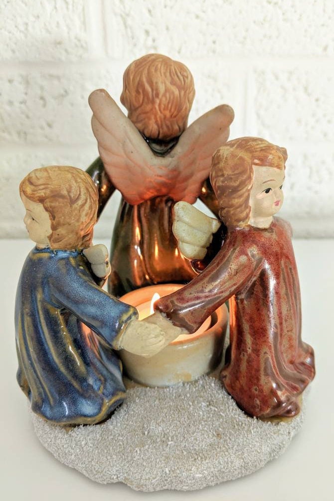 Three Angels Tea Candle Holder Vintage Etsy