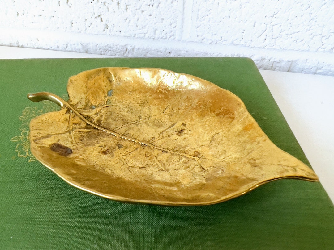 Vintage Brass Leaf Dish Marked Heavy Brass Etsy