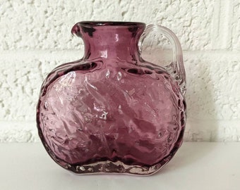 Small Vintage Pilgrim Glass Cranberry Nugget Pattern Pitcher Vase