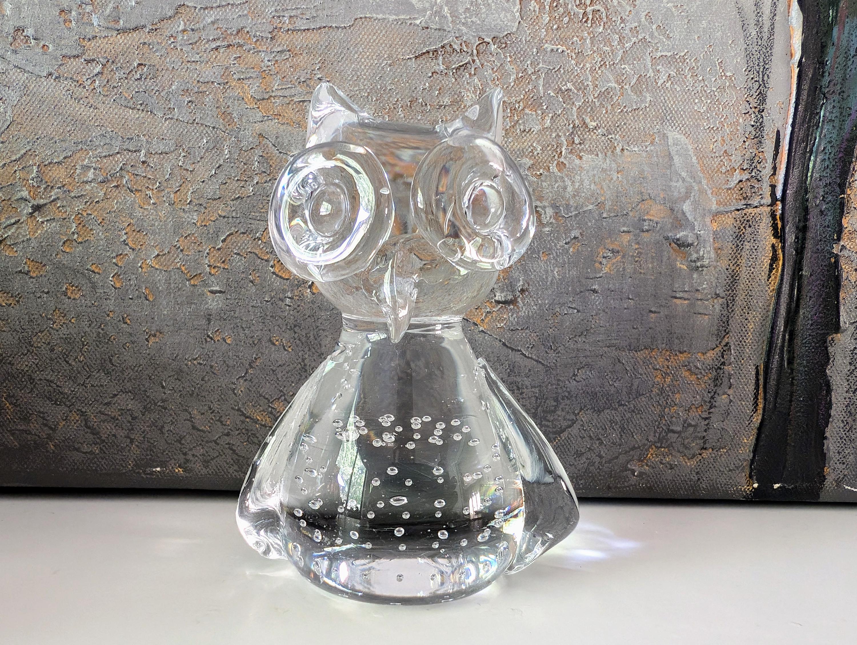 ヴィンテージの吹きガラスのフクロウの置物 - Etsy 日本