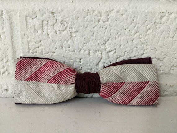 Vintage Ormond NYC Clip On Bow Tie | Maroon and W… - image 8