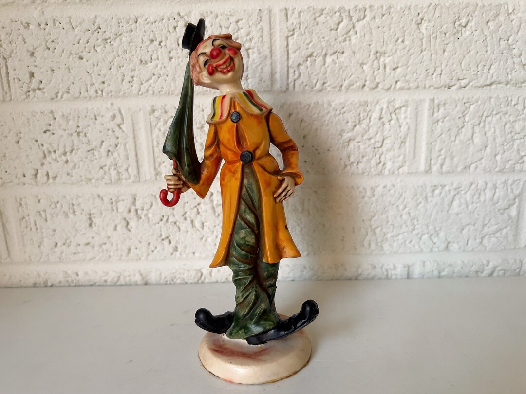 Vintage Clown Figurine Made in Italy Painted Resin Etsy
