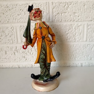 Vintage Clown Figurine | Made in Italy | Painted Resin