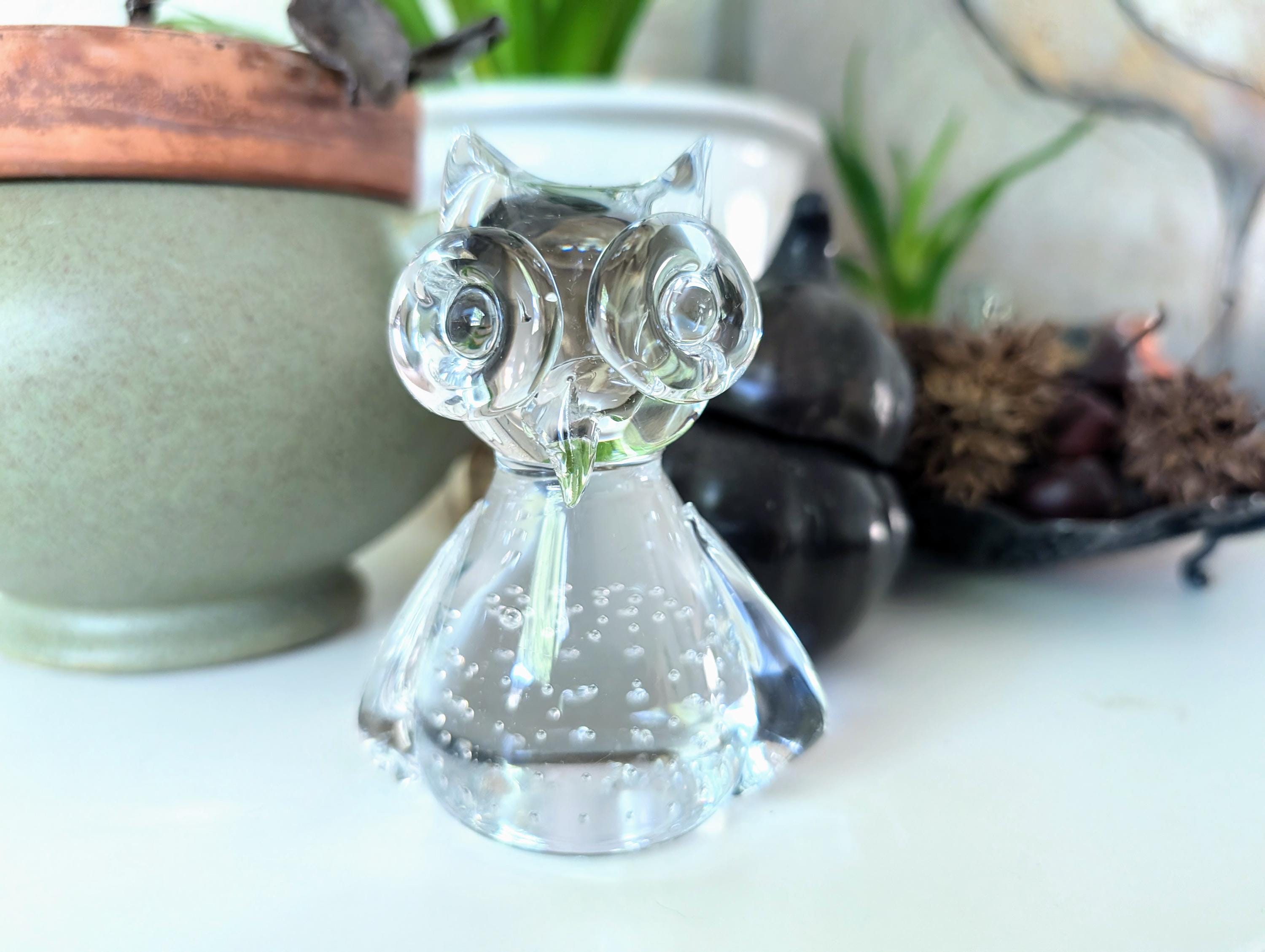 ヴィンテージ ガラスのフクロウ ヴィンテージの吹きガラスのフクロウの置物 - Etsy 日本