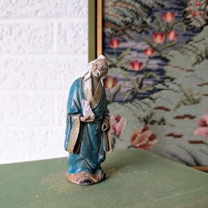Figurina cinese d&#39;epoca Mudman / Ceramica d&#39;arte cinese antica / Uomo con ventaglio