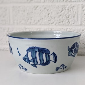 Vintage Yokohama Studio Hand Painted Bowl | Marine Life | Turtle, Fish, Shark
