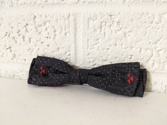Vintage Shur-On Clip On Bow Tie | Dark Navy Silk … - image 7