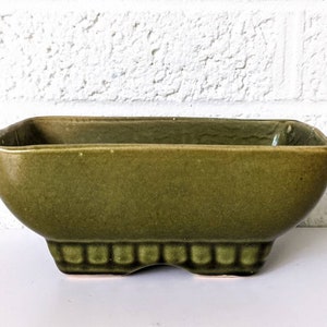 Vintage Keramik Blumentopf | Avocado-Grün