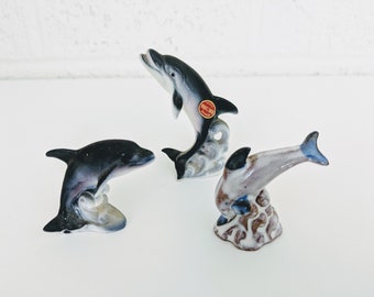 Dolphin Miniatures | Two Bone China from Japan | One Glazed Pottery