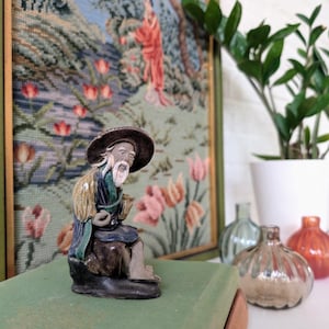 Figurina cinese d&#39;epoca di Mudman / Ceramica d&#39;arte cinese antica / Uomo con brocca