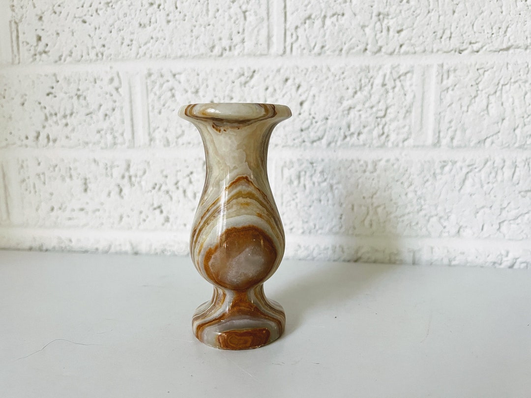 Small Vintage Carved Onyx Bud Vase Etsy