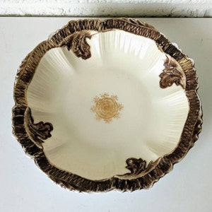 Vintage Limoges France PHL Bowl with Scalloped Rim and Gold Accents