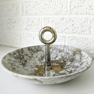Vintage Flintwood Pasadena Caddy Bowl | Mid-Century Modern Melamine Gold Design Snack Bowl