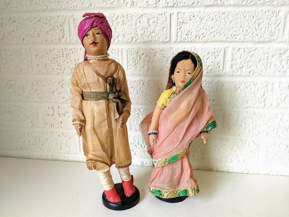 ヴィンテージ布製人形 | インド人男性と女性 | 夫婦 | - Etsy 日本