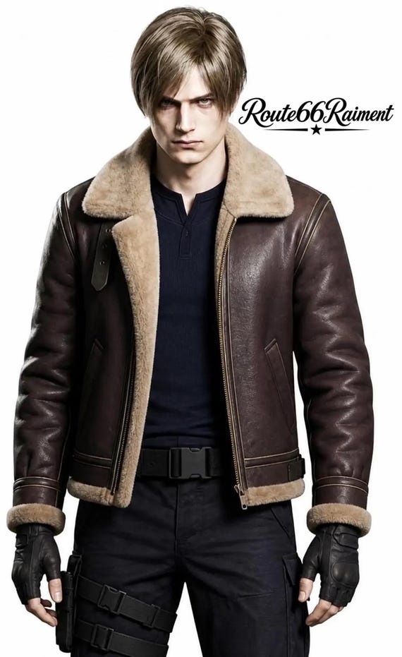 Leon S. Kennedy RE4 Inspired Bomber Leather Jacket - Etsy