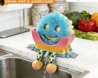 2PCS Set 3D Printed Scru* Dad*y Peeing Sponge Holder+Random Sponge, Smiley Sponge Holder,Sink Accessory,Peeing Holder