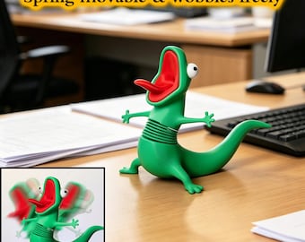 3D gedruckte schreiende Eidechse Fidget Spielzeug, bewegliche Schreibtischfigur, lustiges grünes Eidechsen-Angst Reliefgeschenk für Kinder Erwachsene