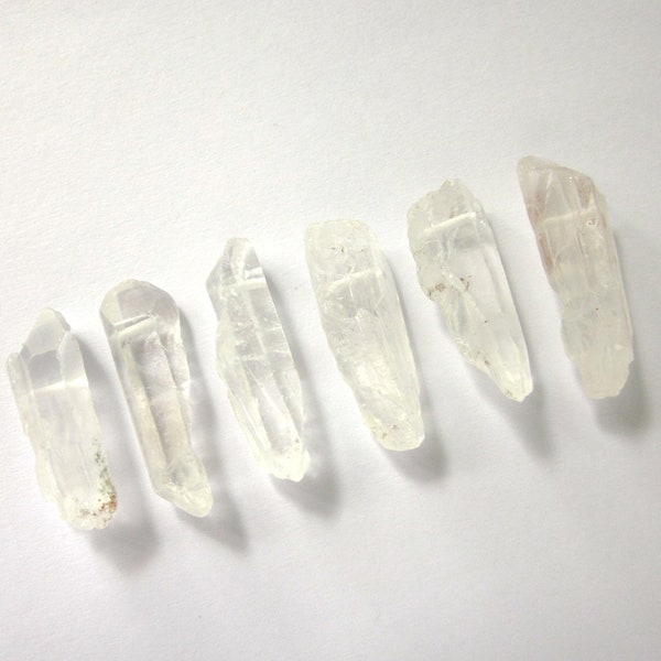 Quartz Icicle Bead Clear 6 Crystals 30mm - 34mm Drilled Hole (Lot no. 1070) Jewelry Making Wire Wrapping Rough Raw