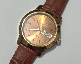 Vintage 1989 Citizen Exceed 2730-273699 Gold Tank Mens Qz Watch