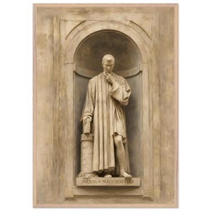 Niccolò Machiavelli Statue Wall Art | Renaissance Philosophy Print | Classical Thinker Canvas | Historic Intellectual Decor