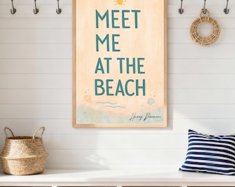 Beach Quote Wall Art Coastal Typography Poster Framed Print Gift For Summer Home Decor