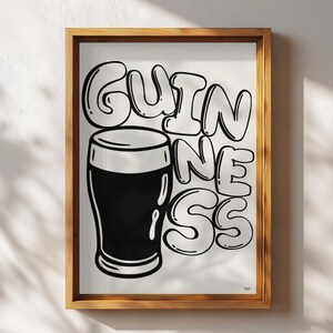 Guinness ölaffisch | Bauhaus köksväggkonst | Modernistisk typografisk pubdekor | Hembarkonstverk | Present till pappa Storbritannien bild 3