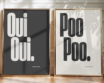 Poo Poo Bathroom Wall Art | Funny Toilet Print | Minimalist Bathroom Decor | Modern Bathroom Artwork