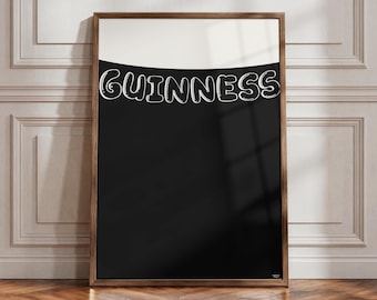 Guinness ölaffisch | Bauhaus köksväggkonst | Modernistisk typografisk pubdekor | Hembarkonstverk | Present till pappa Storbritannien