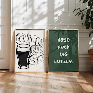 Guinness ölaffisch | Bauhaus köksväggkonst | Modernistisk typografisk pubdekor | Hembarkonstverk | Present till pappa Storbritannien bild 2