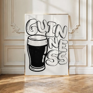 Guinness ölaffisch | Bauhaus köksväggkonst | Modernistisk typografisk pubdekor | Hembarkonstverk | Present till pappa Storbritannien bild 6