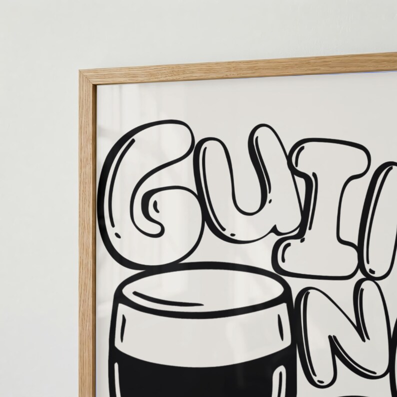 Guinness ölaffisch | Bauhaus köksväggkonst | Modernistisk typografisk pubdekor | Hembarkonstverk | Present till pappa Storbritannien bild 7