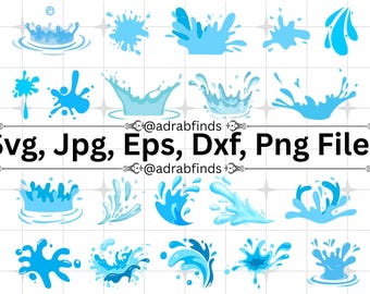 Water Drops SVG Bundle, Water Splash Svg, Splash PNG Bundle, Water Drops SVG, Droplet Clip Art, Commercial Use, Instant Download