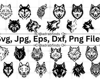 Wolf SVG Bundle, Wolf Face Svg, Werewolf Svg, Howling Wolf Svg, Wolf Head Svg, Wolf Silhouette, Commercial Use, Wolf Svg Cricut Files