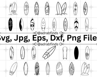 Surfboard SVG, Surfboard PNG, Surfboard Silhouette, Beach Life, Summer Clipart, Surfing Svg, Surf Clipart, Digital Download
